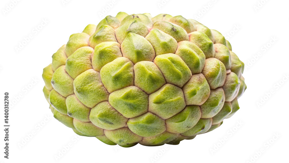 Closeup of a Single Cherimoya Fruit Isolated on Trensprent Background png Showing its Unique Textured Surface and Green Color Closeup of a Single Cherimoya Fruit Isolated on Trensprent Background png Showing its Unique Textured Surface and Green Color