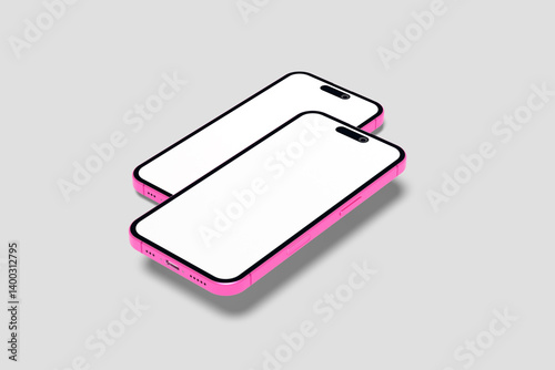 Blank pink smart Phone 16 mockup 