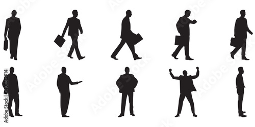 Silhouette of Businessman in walk poses Various Poses Corporate and Office
