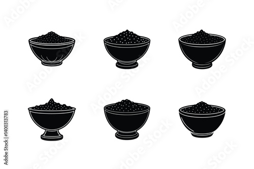 decorative bowl salt vector art silhouette