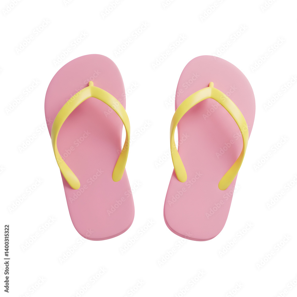 Pink and Yellow Flip-Flops on Transparent Background Pink and Yellow Flip-Flops on Transparent Background