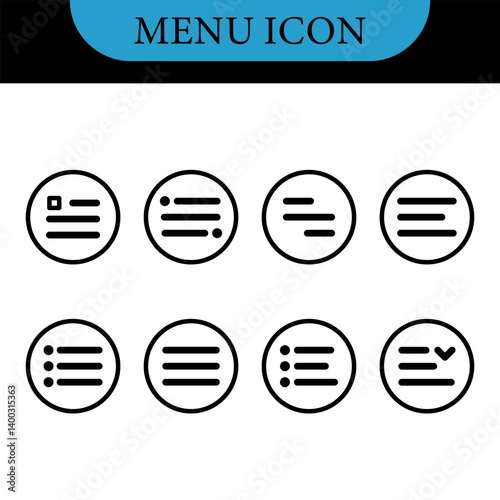 Set icons menu for apps and web. Hamburger Menu Icon. Vector icons set. Vector illustration