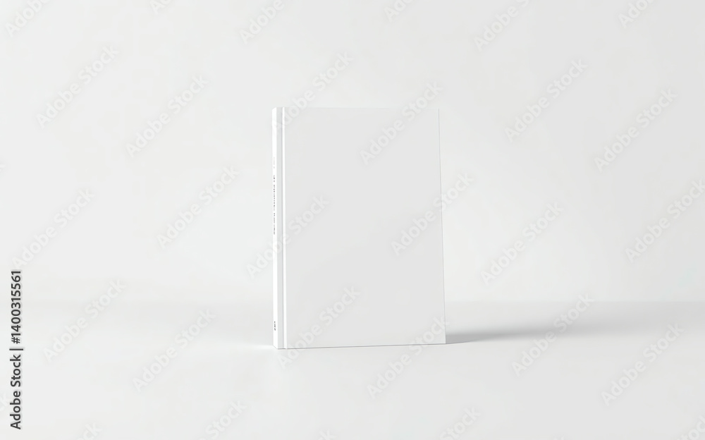 Vector white book mockup set - cover, spread, spine. Realistic blank book in hardcover in different angles.