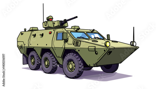 Military armored vehicle illustration on a white background  