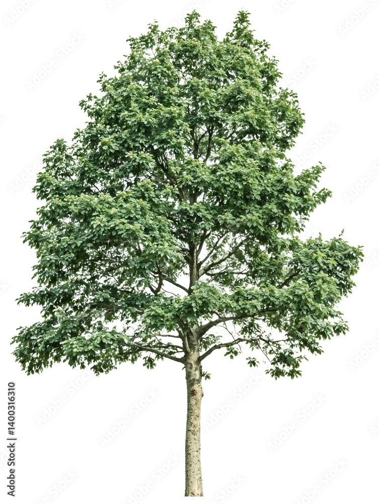 Full mature tree with dense green foliage and defined trunk isolated on transparent background, ideal for architectural renderings, landscape design, and visual compositions Full mature tree with dense green foliage and defined trunk isolated on transparent background, ideal for architectural renderings, landscape design, and visual compositions