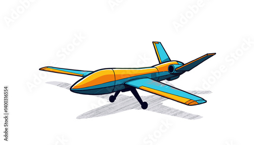 Colorful illustration of a drone in a modern style  