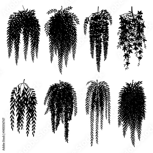 Wisteria Silhouette Vector Bundle Black and White Wisteria Clipart EPS Illustration