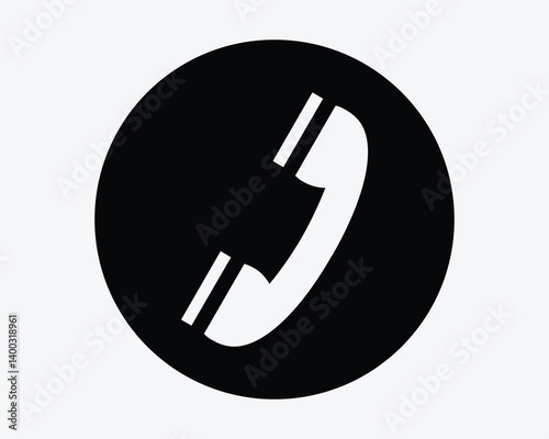 Phone Call Receiver Round Button Circle Black Icon Phonecall Calling Dial Handset Communication Talk Talking Customer Service Help Desk Icon Sign Symbol Vector