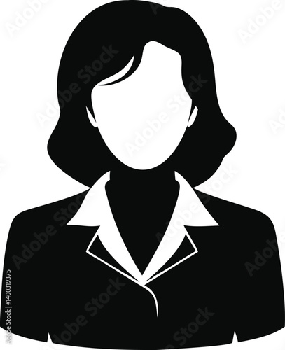 Vector Black Silhouette of Businesswoman in Formal Attire – Isolated on Transparent Background