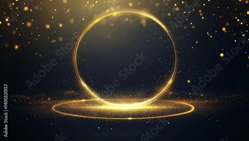 Golden circle stage, glowing backdrop