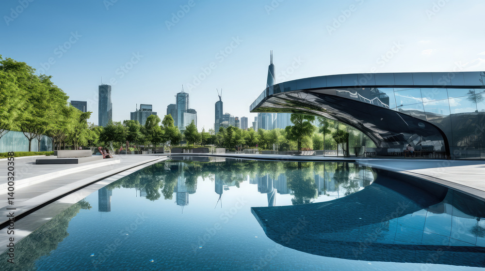 Urban Reflection: Modern Architectural Marvel
