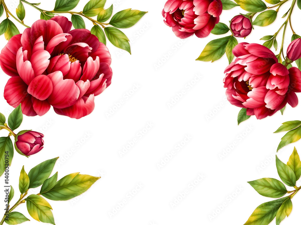 Beautiful peony flower bouquet on white background, ideal for romantic and floral-themed card designs. Generative AI