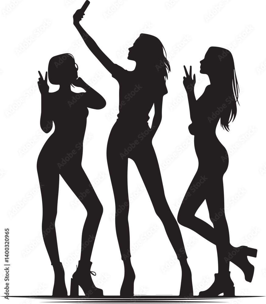 Vector Set Of People Taking Selfie Silhouettes Illustration Isolated On White Background Vector Set Of People Taking Selfie Silhouettes Illustration Isolated On White Background