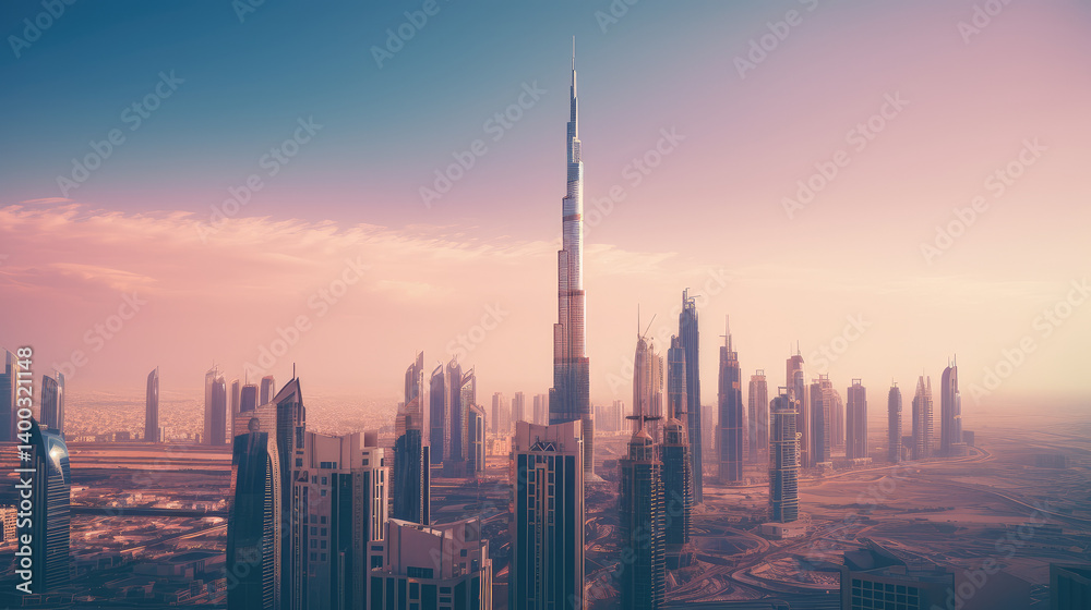 Dazzling Urban Skyline at Sunset