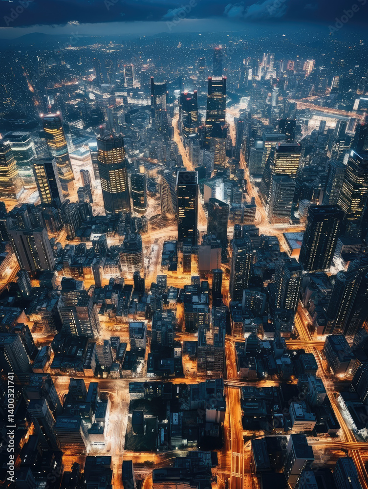 Urban Nightscape: A Dazzling City View