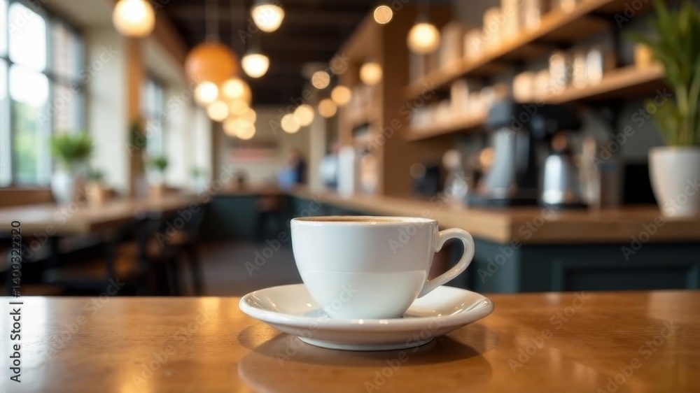 White coffee cup on table in cafe White coffee cup on table in cafe