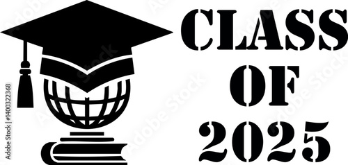 Class of 2025 graduation cap vector design university or college hat silhouette.	
