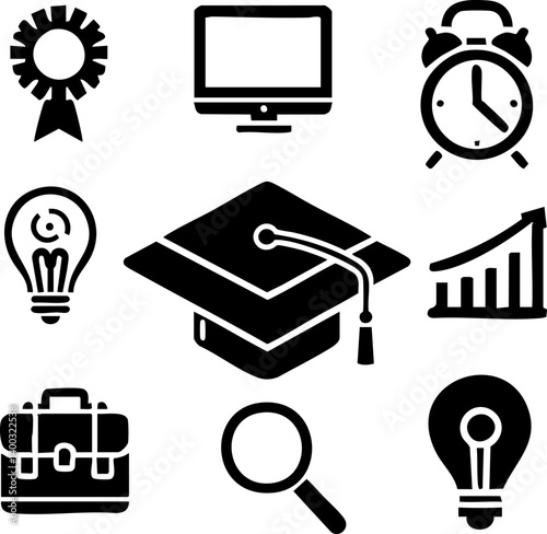 Class of 2025 graduation cap vector design university or college hat silhouette.	
