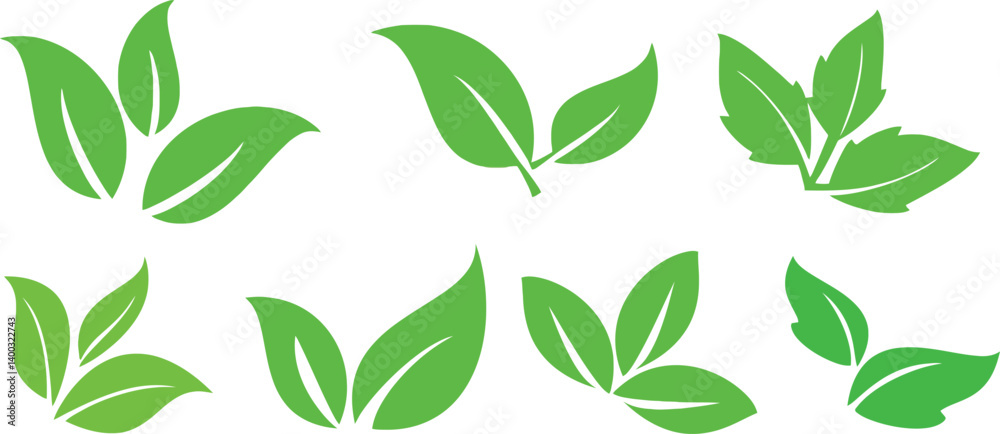Green Leaf Icon in Flat Style, Nature Symbol, Eco-Friendly Design Green Leaf Icon in Flat Style, Nature Symbol, Eco-Friendly Design