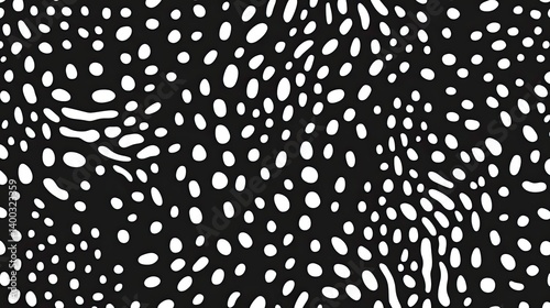 Abstract monochrome background with fluid and organically shaped white spots