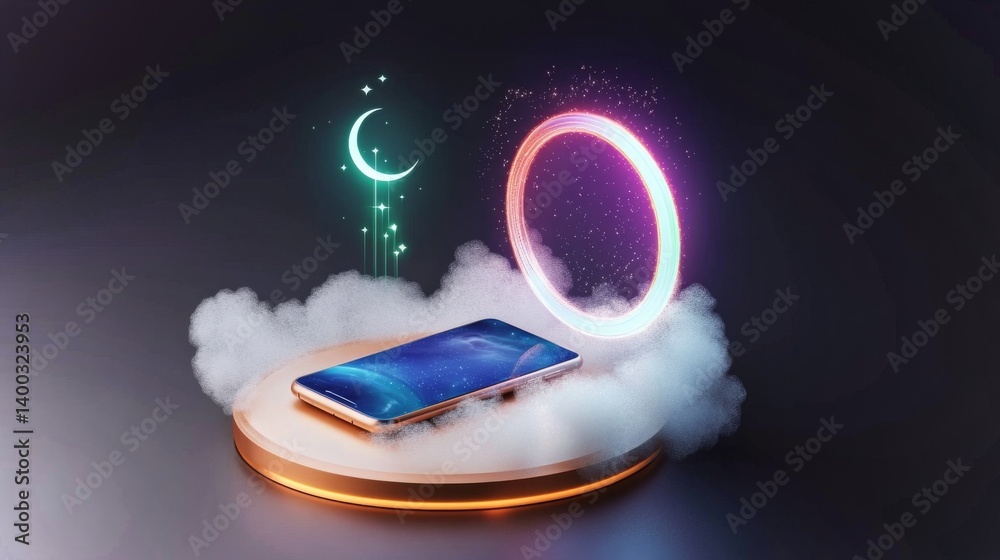 Realistic low-light spa smartphone design promotes calm and tranquility with creative elements