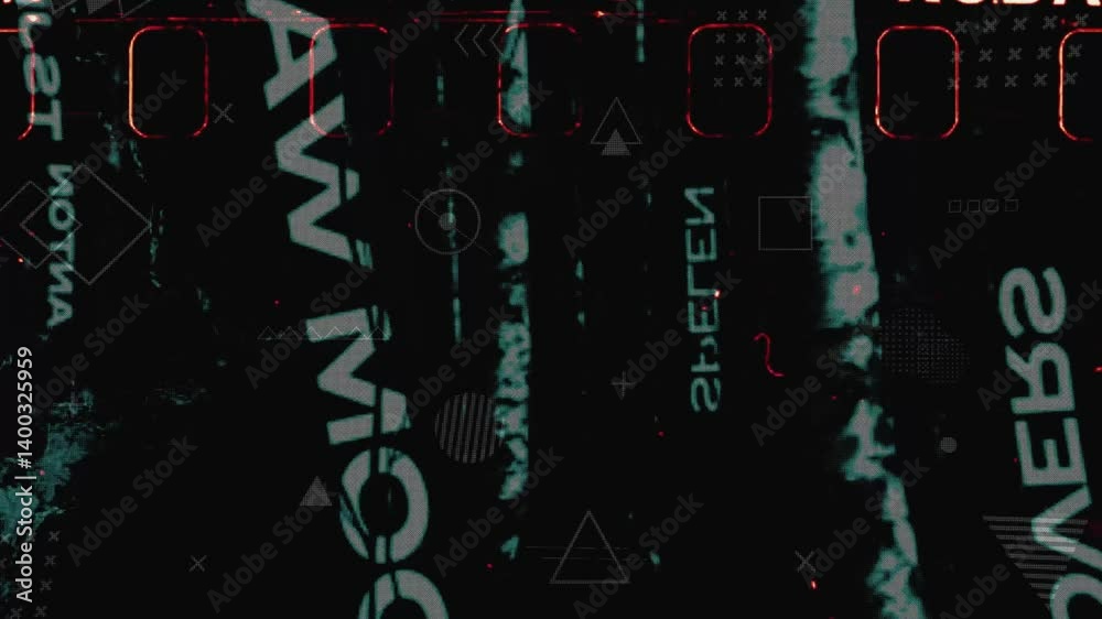 Background overlay fast transition random messy text on dark background. 4K Quality Footage