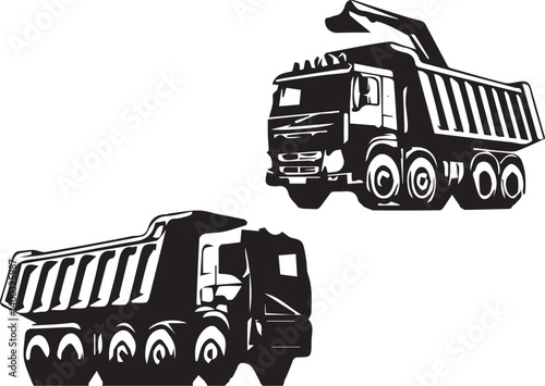 silhouette of dump truck  on clean vector