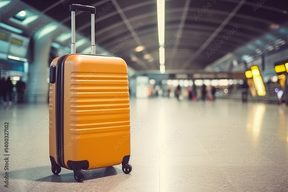Vibrant Yellow Luggage in Motion