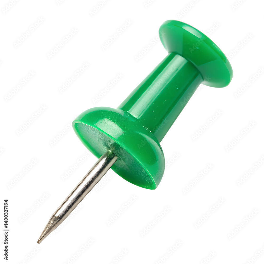Green push pin isolated on transparent background Green push pin isolated on transparent background