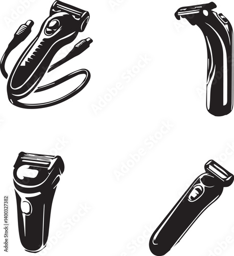 silhouette of   electric shaver on clean vector