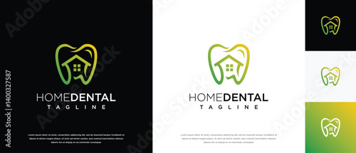 dental home clinic logo design template. home logo icon combined with teeth