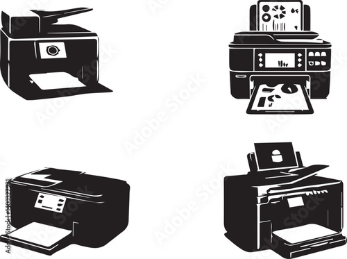 silhouette of inkjet printer on clean vector