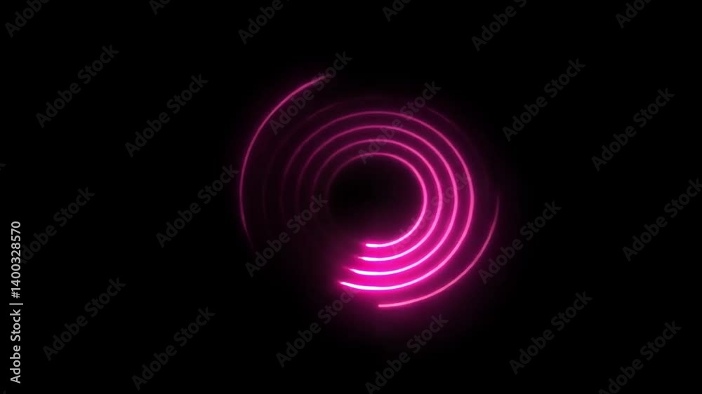 Pink Neon Circular Abstract Art: Glowing concentric circles on black background Pink Neon Circular Abstract Art: Glowing concentric circles on black background