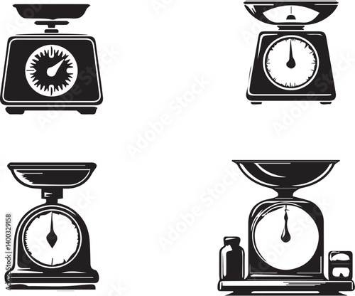 SIHOUELLET OF kitchen scales on clean vector