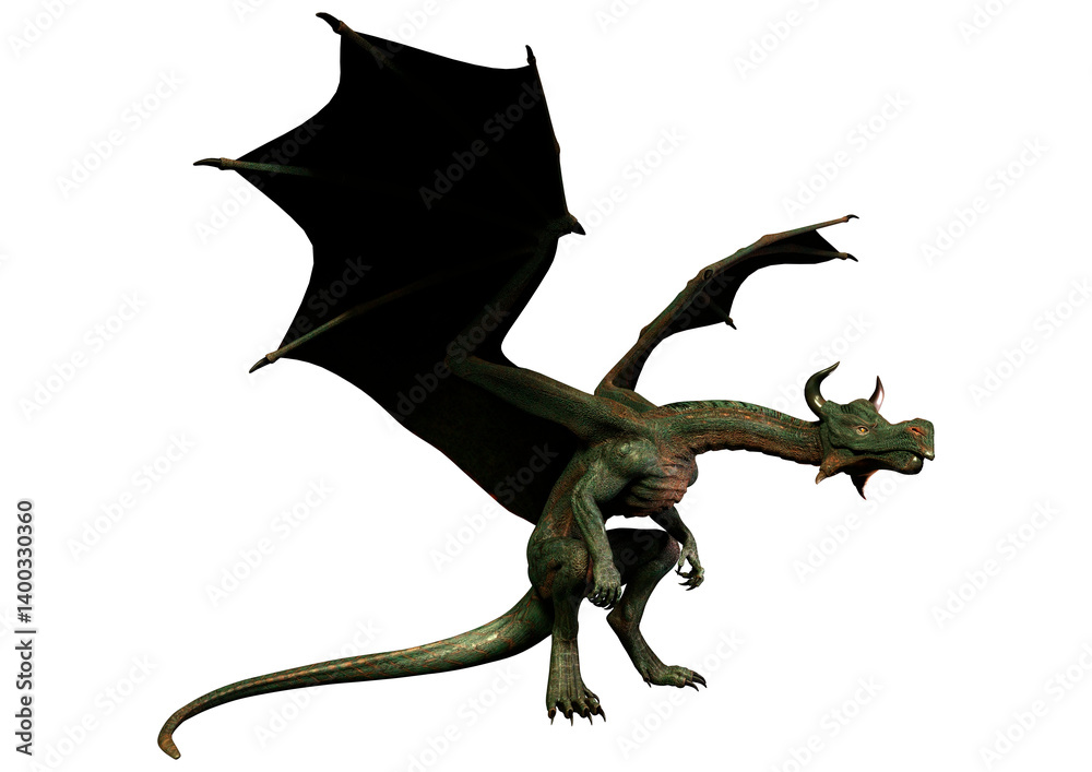 Fototapeta premium 3D Rendering Fairy Tale Dragon on White