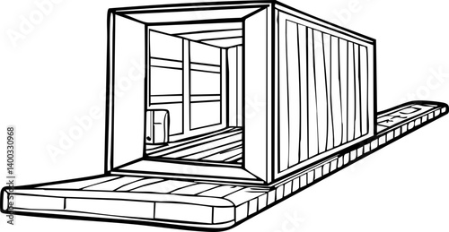 shipping container sketch illustrates customs and tariff concepts