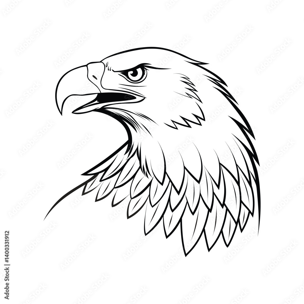Obraz premium Eagle Head Side View Vector Illustration
