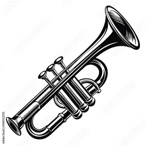 trumpet isolated on black