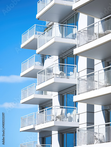 Obraz na płótnie Modern Balconies Against a Clear Sky w salonie