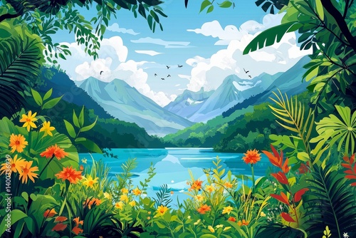 illustration background of a nature landscape