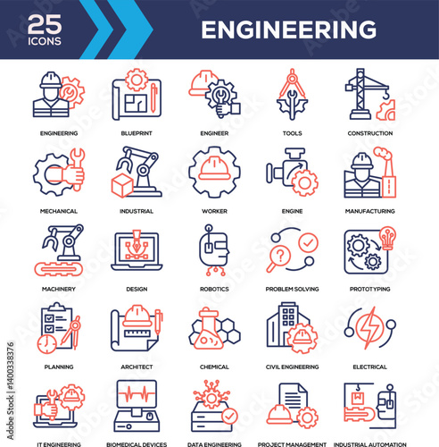 Engineering Line Color Icon Collection