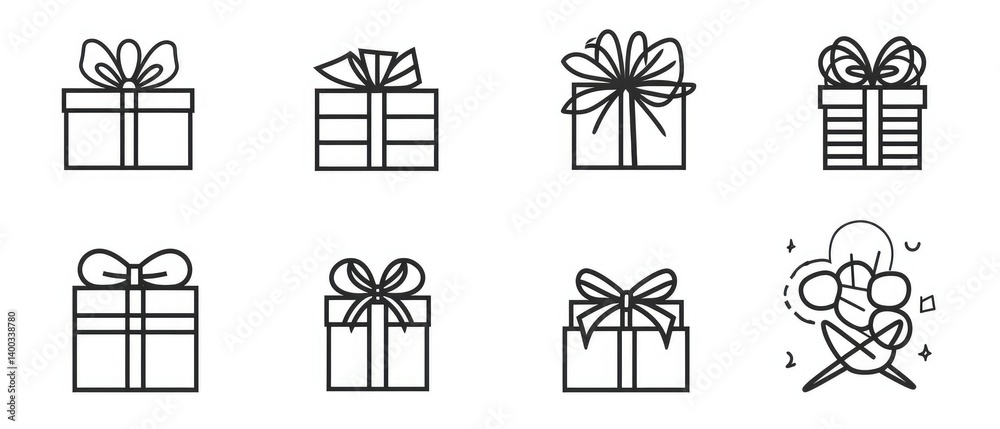 Elegant Gift Box Icons Collection