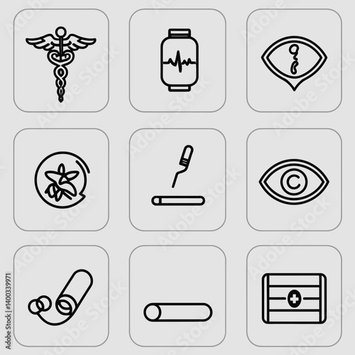 Medical Symbols Health Treatment Line Icons