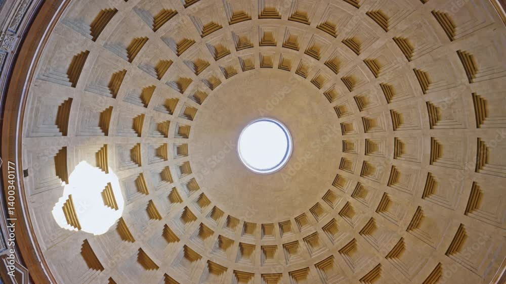 Circular ceiling with opening of the world famous Pantheon in the center of Rome, Italy Circular ceiling with opening of the world famous Pantheon in the center of Rome, Italy