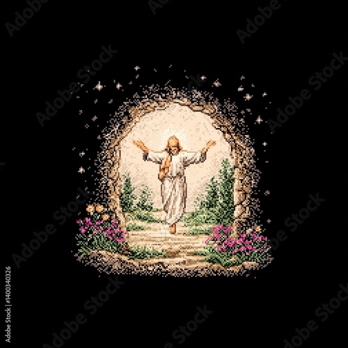 Spiritual Easter: Embracing Resurrection and Hope with Christ in a Peaceful Garden photo