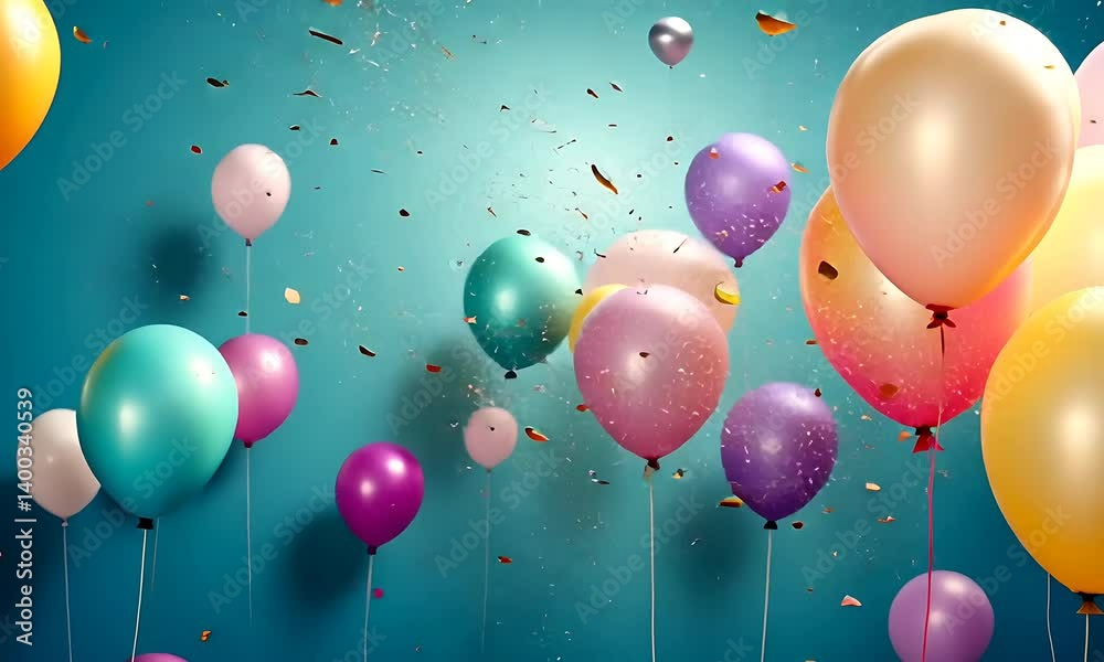 Pastel Balloons and Confetti Celebration Background