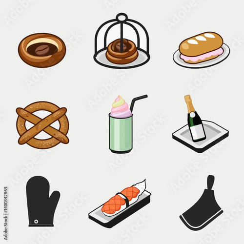 Isometric Array: A Culinary Still Life Pop Art Food Presentation