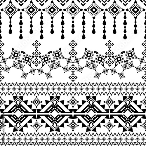 Black geometric Native American seamless style. Boho style, ethnic Aztec pattern. Navajo pattern. Vector illustration for textiles, curtains, wallpaper, rugs, tiles, pottery, and elaborate borders.