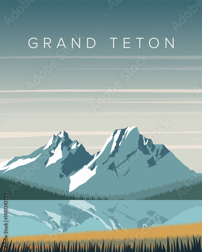 Grand Teton travel poster, banner