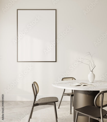 Modern Minimalist Dining Room with Round Table and Chairs